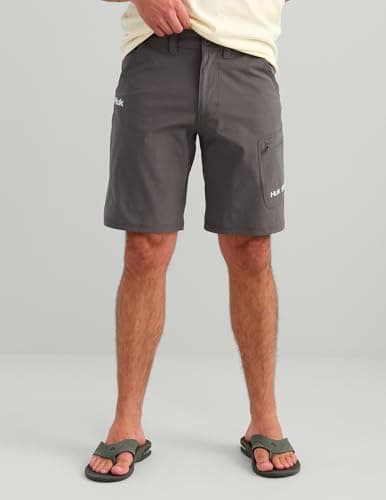 Huk Men's Standard Next Level Quick-Drying Performance Fishing Shorts, Charcoal-10.5", Large