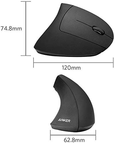 Anker 2.4G Wireless Vertical Ergonomic Optical Mouse for Work, Multi-Device Connectivity, 800/1200 /1600 DPI, 5 Buttons for Laptop, Desktop, PC - Black