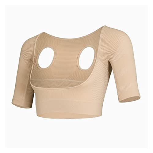 DUHTFCY Womens Corrector Bras Upper Arm Shaper Push Up Chest Compression Slim Sleeves Tank Tops (Beige L/Large)