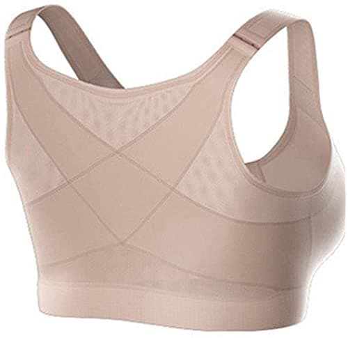 Posture Corrector Adjustable Posture Corrector for Women Front Closure Back Support Plus Size Compression Corset Body Shaper Bra Back Posture (Color : Skin, Size : X-Large)