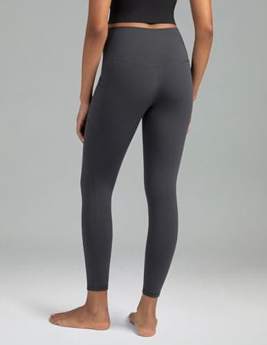 Colorfulkoala Women's High Waisted Tummy Control Workout Leggings 7/8 Length Yoga Pants with Pockets (M, Charcoal Grey)