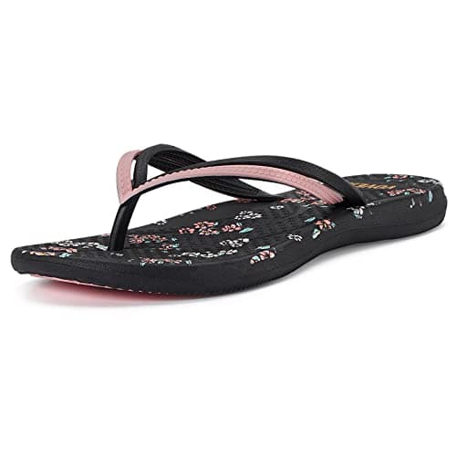 VOVEA Flip Flops For Women Non-Slip Bathroom Shower Shoes Cushion foam Indoor and Outdoor Sandals,Black US 7