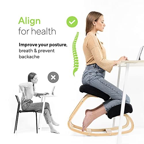 Luxton Home Ergonomic Kneeling Chair with Extra Padding - Posture Support Comfortable Desk Chair - Angled Rocking Stool & Balancing Seat - Natural Relief for Neck or Back Pain (with Extra Padding)