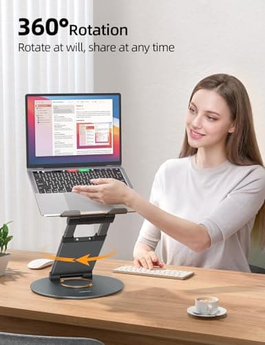 Nulaxy Telescopic 360 Rotating Laptop Stand for Desk Adjustable Height Swivel Pull Out Design Ergonomic Laptop Riser Standing Desk Converter Fits All 10-17" Laptops Computer MacBook, Gray