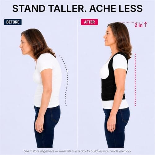Fit Geno Back Brace Posture Corrector for Women and Men, Shoulder Straightener, Adjustable Full Back Support, Upper and Lower Back Pain Relief - Scoliosis, Hunchback, Hump, Thoracic, Spine Corrector