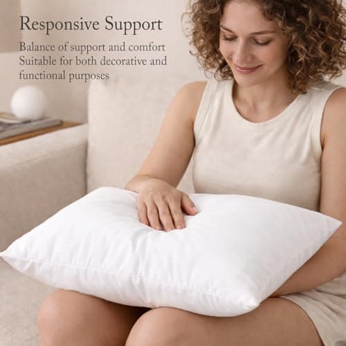 puredown® Euro Pillow Inserts 24 x 24 (Pack of 2, White), Feather Down Pillow Stuffer, White Throw Pillows for Bed, Couch, and Cushion