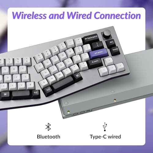 Keychron Q8 Pro Full-Metal Wireless Custom Mechanical Keyboard, 65% Alice Layout Bluetooth/Wired, QMK/VIA, Hot Swappable, 1000 Hz Polling Rate, RGB Backlit for Mac Windows Linux-Grey