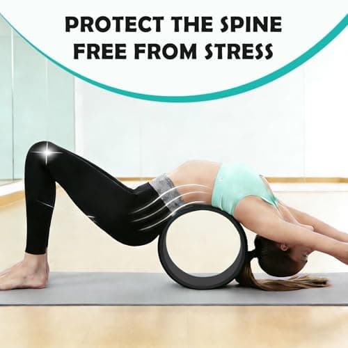 NGT 13 inch Yoga Wheel for Back Pain Strongest and Most Comfortable Dharma Yoga Prop Wheel with Free Bands (black-black)