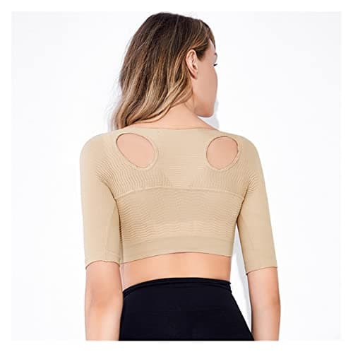 DUHTFCY Womens Corrector Bras Upper Arm Shaper Push Up Chest Compression Slim Sleeves Tank Tops (Beige L/Large)