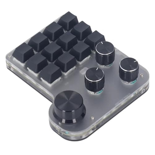 Walfront USB Mini Macro Mechanical Gaming Keyboard 12 Keys 4 Knobs One Handed USB PC Keypad RGB Programmable Macro Keyboard 3 Modes, WALFRONTg90azxuh48