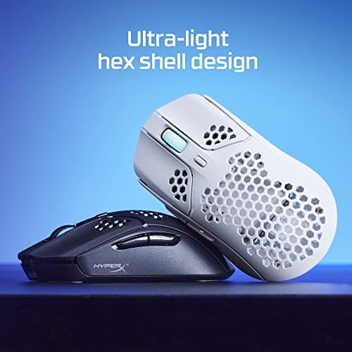 HyperX Pulsefire Haste – Gaming Mouse – Ultra Lightweight, 62g, 100 Hour Battery Life, 2.4Ghz Wireless, Honeycomb Shell, Hex Design, Up to 16000 DPI, 6 Programmable Buttons – White
