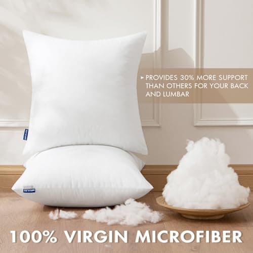 MIULEE Set of 2 Throw Pillow Inserts 20x20 Inches, 100% Virgin Filling Nonwoven Pillow Inserts for Couch Sofa Living Room