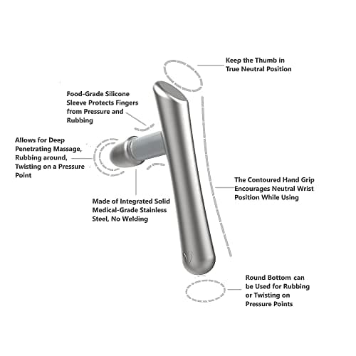 LittleMum T-Bar Massage Tool - Myofascial & Foot Reflexology Massager, Stainless Steel, Heavy Duty