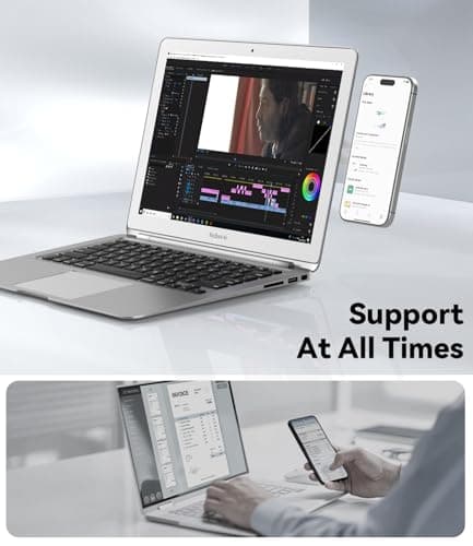CloudValley Magnetic Phone Holder for Laptop Designed for iPhone 17/16/15/14/13/12 MagSafe, Adjustable Phone Monitor Side Mount, Slim Portable Foldable Computer Expansion Bracket, Silver