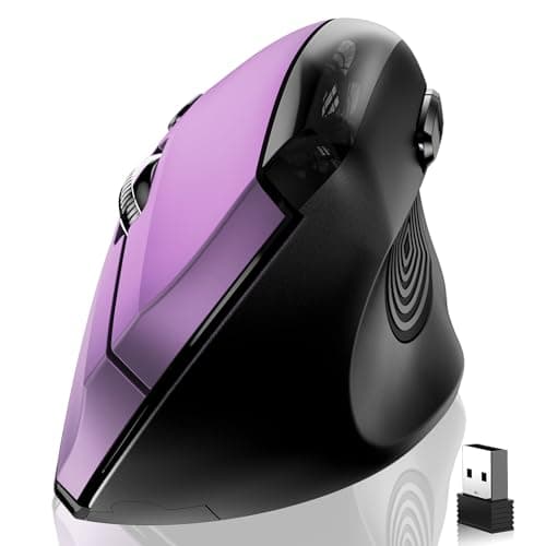 memzuoix Ergonomic Wireless Mouse, 2.4G Optical Cordless, 800/1200/1600 DPI, Vertical Computer Mouse for Laptop, Mac, PC, Desktop (Right Hand, Large) - Purple