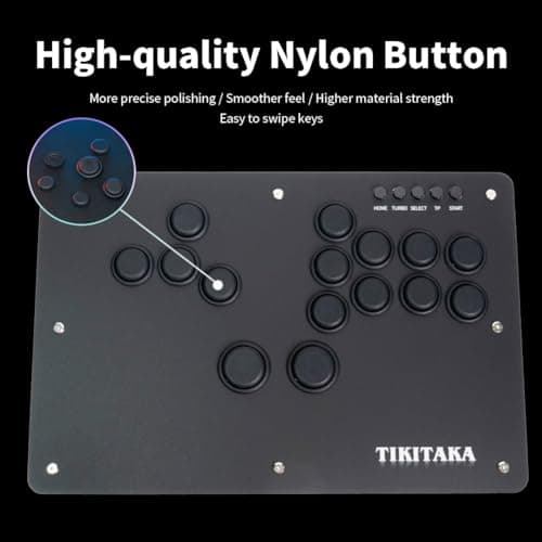 TIKITAKA S Series S15B-H Split Button Layout Refined Nylon Buttons Joystick 15Keys All-Button Gamerfinger, Arcade Controller