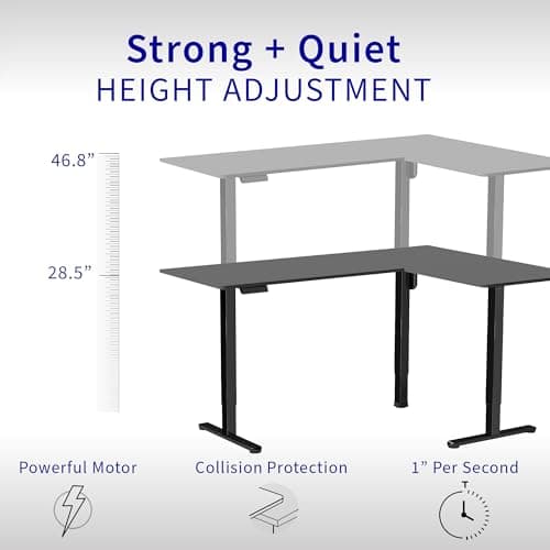 VIVO Corner Standing Desk, 63 x 55 inch Reversible L-Shaped Workstation, Electric Height Adjustment, Home, Office, and Reception Rooms, Black Table Top Black Frame, DESK-E3CTB