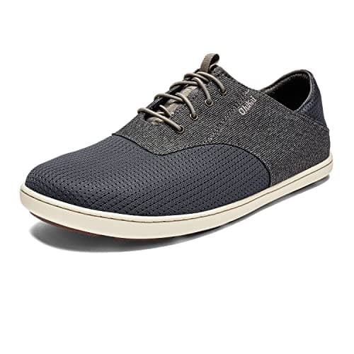 OLUKAI Nohea Moku Men's No Tie Boat Shoes, Breathable & Quick Dry Mesh, Effortless Design & Barefoot Wearability, All-Day Comfort & Support, Charcoal/Clay, 12