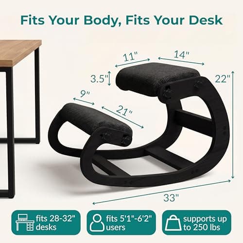 NYPOT Ergonomic Kneeling Chair with Adjustable Seats - Knee Chair for Posture Correction & Kneel Rocking Stool for Desk - Back Pain Relief for Home and Office, Supports 250 pounds - 5 Years Warranty