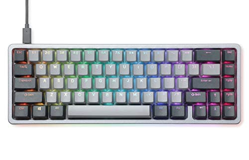 DROP ALT High-Profile Mechanical Keyboard — 65% (67 Key) Gaming Keyboard, Hot-Swap Switches, Programmable Macros, RGB LED Backlighting, USB-C, Doubleshot PBT, Aluminum Frame (Cherry MX Brown, Gray)