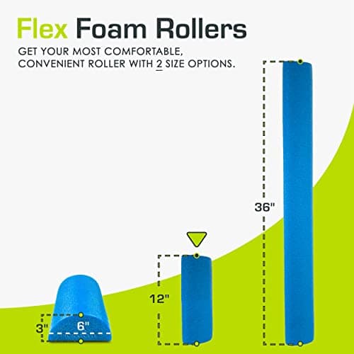 ProsourceFit Flex Foam Rollers for Muscle Massage, Physical Therapy, Core & Balance Exercises Stabilization, 12x3-in, Blue
