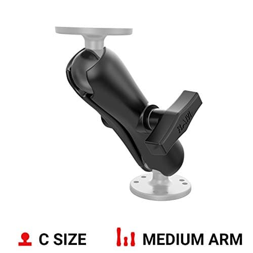 RAM Mounts Double Socket Arm, Standard Length C Size 1.5" Ball Connector Arm for RAM Mount Systems, Marine Electronics & Device Holders RAM-201U