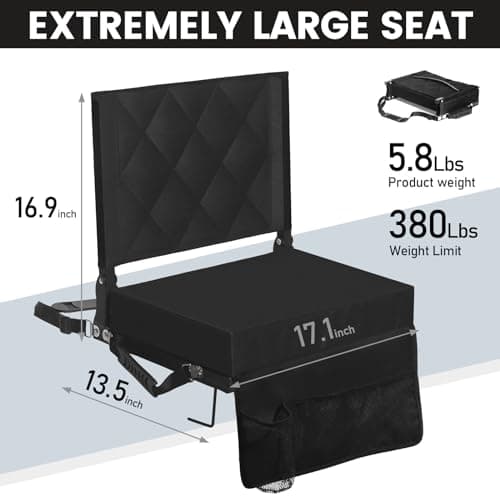 Sheenive Stadium Seats for Bleachers with Back Support, Bleacher Seats with Backs and Cushion Wide, Padded Portable Folding Comfort Stadium Chair with Shoulder Strap for Football Baseball Games