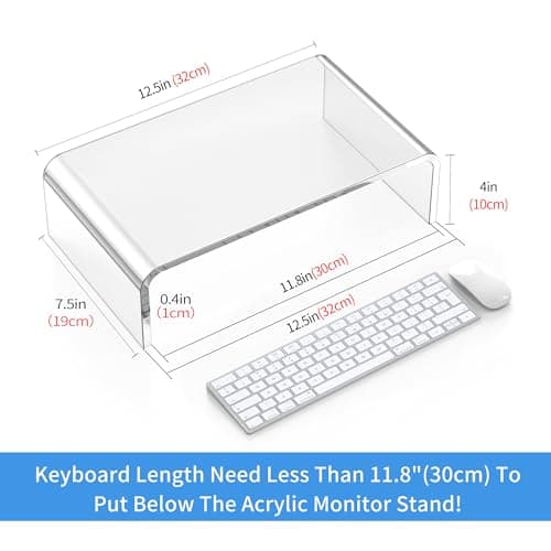 Beimu Acrylic Monitor & Laptop Stand Riser - Clear Computer & Laptop Stand for Desk - Compatible with iMac, MacBook & All Notebooks - White Aesthetic Decoration for Office & Home