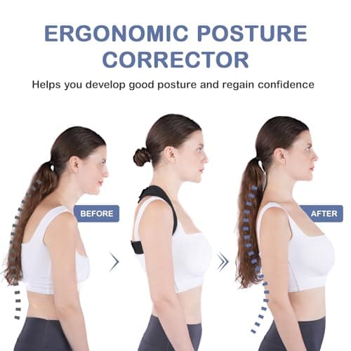 Posturace Posture Corrector for Women & Men - Adjustable Upper Back Brace Straightener Suitable for Lumbar, Shoulder, Neck, Scoliosis, Providing Comfortable Elastic Support and Pain Relief