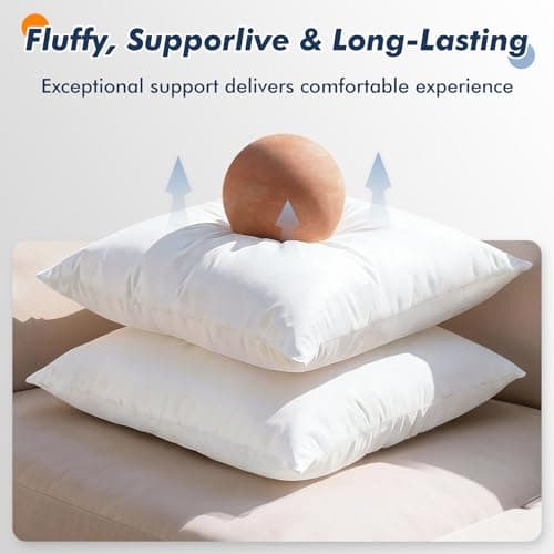 CASAJOY Pack of 2 12x20 Outdoor Pillow Inserts, Water Resistant Throw Pillow Inserts, Outdoor Lumbar Pillow for Patio, Furniture, Sofa, Bed, Living Room, Garden Decorative Waterproof Pillow Inserts