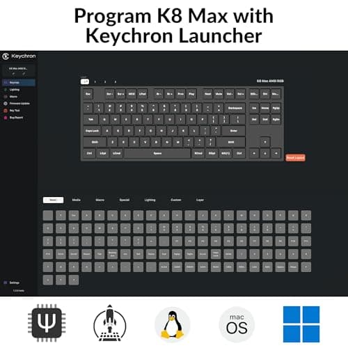 Keychron K8 Max TKL Wireless Mechanical Keyboard, QMK 2.4 GHz/Bluetooth 5.1/Wired with Aluminum Frame, RGB Backlit Hot-Swappable Programmable Keychron Super Brown Switch for Mac Windows Linux