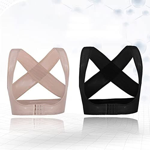 Surakey Women Chest Brace Up for Posture Corrector Shapewear Tops Breast Support Bra Top X Strap Fashion Breast Bras (Skin Color L)