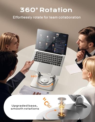 RIWUCT 360° Rotatable Laptop Stand for Desk Adjustable Height, Ergonomic Laptop Riser Holder with Dual-bar Support, Portable Computer Notebook Stand for MacBook Air Pro, Dell XPS, HP (10-16")