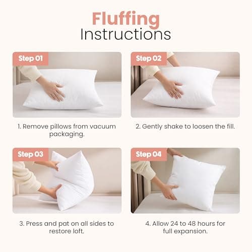 Utopia Bedding 18x18 Pillow Inserts, Set of 2, White – Indoor Decorative Throw Pillows for Bed, Sofa & Couch – Soft, Supportive & Fluffy Cushion Inserts