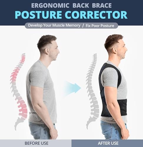 Fitsupport Back Brace Posture Corrector for Women and Men Back Lumbar Support Shoulder Posture Support for Improve Posture Provide and Back Pain Relief Large(Pack of 1)