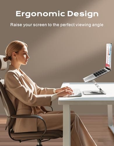 RIWUCT 360° Rotatable Laptop Stand for Desk Adjustable Height, Ergonomic Laptop Riser Holder with Dual-bar Support, Portable Computer Notebook Stand for MacBook Air Pro, Dell XPS, HP (10-16")
