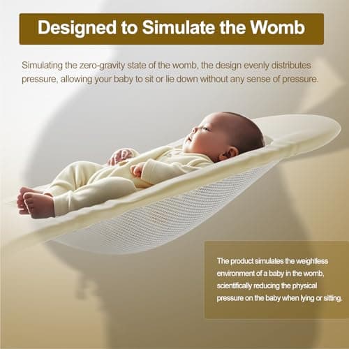 3-in-1 Portable Baby Bouncer & Rocker Chair for Newborn to Toddler - 4 Adjustable Recline Positions, Breathable Cotton Fabric, Natural Vibration, Supports Up to 33 lbs (Oatmeal Khaki)