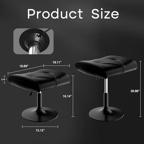 VECELO Foot Rest Under Desk Ottoman, PU Height Adjustable Footrest with Comfort Padding, Leg Rest for Desk for Relieving Leg Pain, Stiffness, and etc, Black