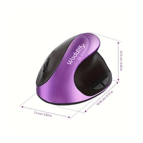 Woddlffy Ergonomic Mouse Wireless,Vertical Mouse with Silent Click Right Handed Small Mouses with 6 Buttons 1000/1200/1600 for Laptop,Desktop,PC, MacBook（Purple AA）