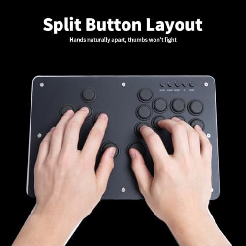 TIKITAKA S Series S15B-N Split Button Layout Refined Nylon Joystick 15Keys All-Button Gamerfinger Arcade Controller for PC/PS3/PS4/Steam Game Street Fight Arcade Stick