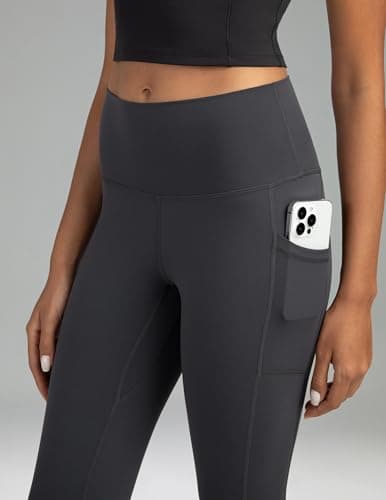 Colorfulkoala Women's High Waisted Tummy Control Workout Leggings 7/8 Length Yoga Pants with Pockets (M, Charcoal Grey)