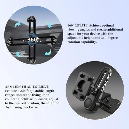 Epronic Extended CD Slot Mount for CarPlay Screen Adjustable Arm and 360° Rotating Universal Head 17mm Compatible with in-Car Monitors CD Slot CarPlay Mount