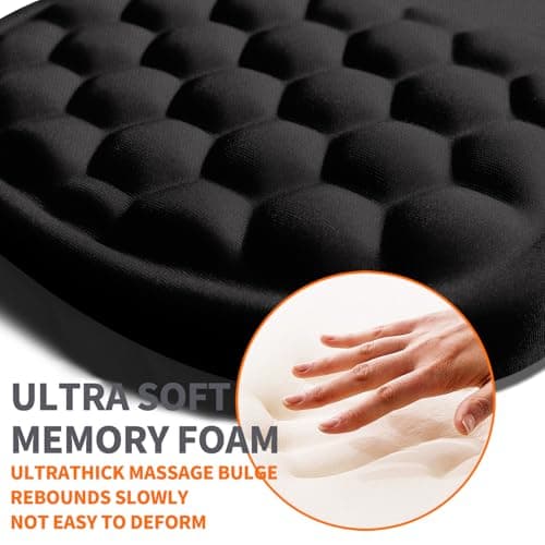 Armanza Ergonomic Joint Wrist Support Mouse Pad with Memory Foam Cushion Massage Bump, Carpal Tunnel Pain Relief Mousepad Slope Design for Wrist Rest, 11.8x7.9 in, Black