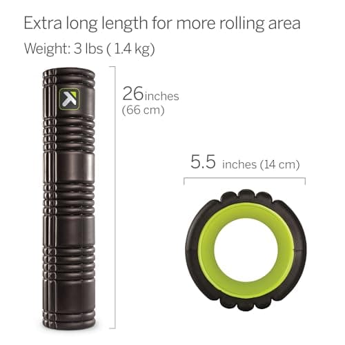 TriggerPoint Grid 2.0 Foam Roller for Deep Tissue Massage and Muscle Recovery, 26 Inch Multi-Density EVA with Hollow Core, Supports 500 Pounds, Black