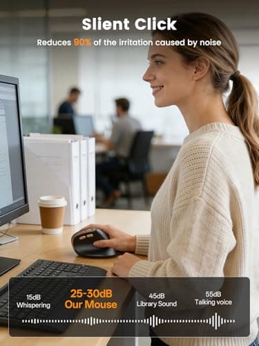 SABLUTE MAM3 Ergonomic Mouse, Bluetooth Mouse for Small/Medium Hands,Dual-Device Connectivity for Computer/Laptop, Rechargeable Wireless Vertical Mouse with 4 Adjustable DPI for Window,Mac OS,Black