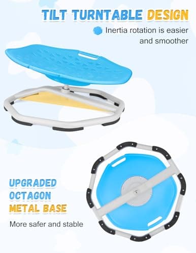 ZYLOHA Upgraded Sensory Spinning Chair for Autistic Kids with Handles, Spin Chair for Kids Autism & ADHD, 360° Rotating Seat for Balance and Coordination, Enhancing Motor Skills, Blue
