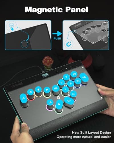 ONEED Haute42 Leverless Controller Arcade Stick: Split Layout Magnetic C16S Leverless Arcade Stick,Premium Black Symmetrical Arcade Controller for PC/PS4/Switch/Switch2 Game with Lock Button