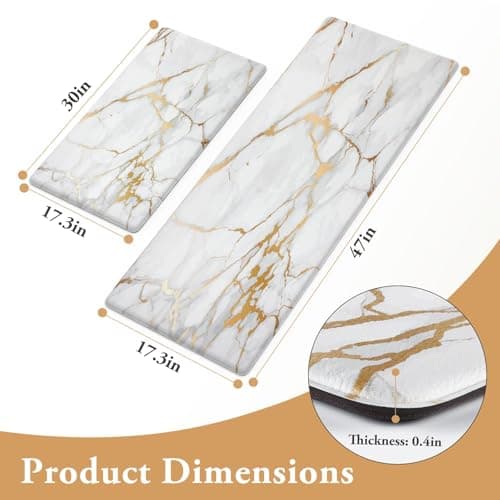 StepLively Kitchen Rugs and Mats, 2-Pack Low Profile Slip Resistant Kitchen Mats for Floor, in Front of Sink and Stove-17.3"*30"+17.3"*47"