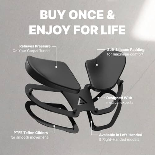 DELTAHUB Carpio 2.0 - Right-Handed Truly Ergonomic Wrist Rest for Mouse, Carpal Tunnel Support, Pain Relief, Anti-Fatigue, Easy Glide, Sleek, Office, Computer, Laptop, Gaming - Large, Black