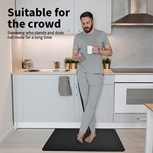 Art3d Anti Fatigue Mat - 1/2 Inch Cushioned Kitchen Mat -Comfort & Non Slip Cushion for Standing Desk, Office or Garage Floor (17.3"x28", Black)